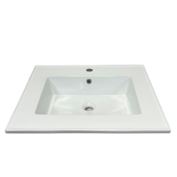 25 in. Single Sink Vitreous China Top with Single Faucet Hole