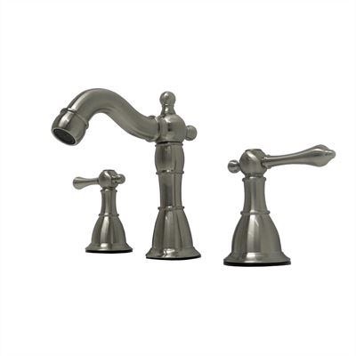 Messina Double Handle Brushed Nickel Widespread High Arc Bathroom Faucet with Drain Assembly