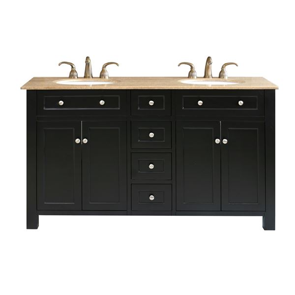 62 in Double sink vanity wood-black