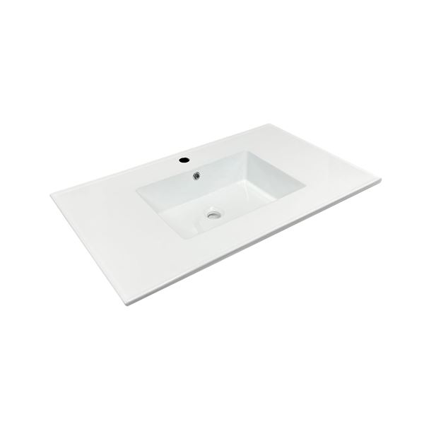 37 in. Single Sink Vitreous China Top with Single Faucet Hole