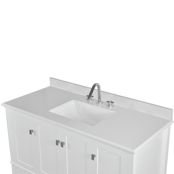 Aurora 49" SINGLE VANITY IN WHITE WITH QUARTZ TOP