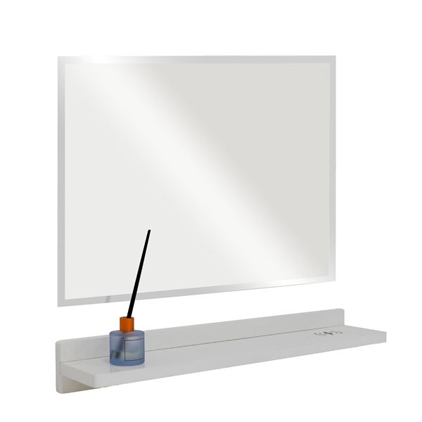 30" White Wireless Charging Shelf and Frameless Mirror Set