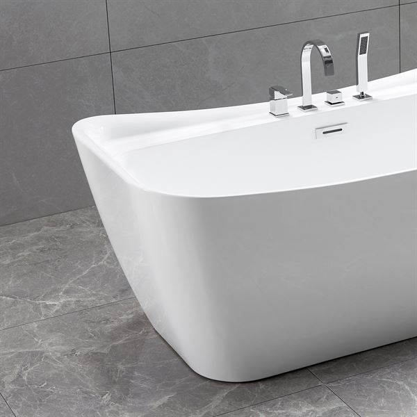 67 in. Freestanding Acrylic Bathtub in Glossy White