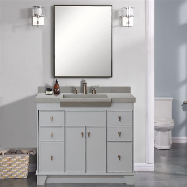 39 in Single Sink Vanity Light Gray Finish in Gray Concrete Top