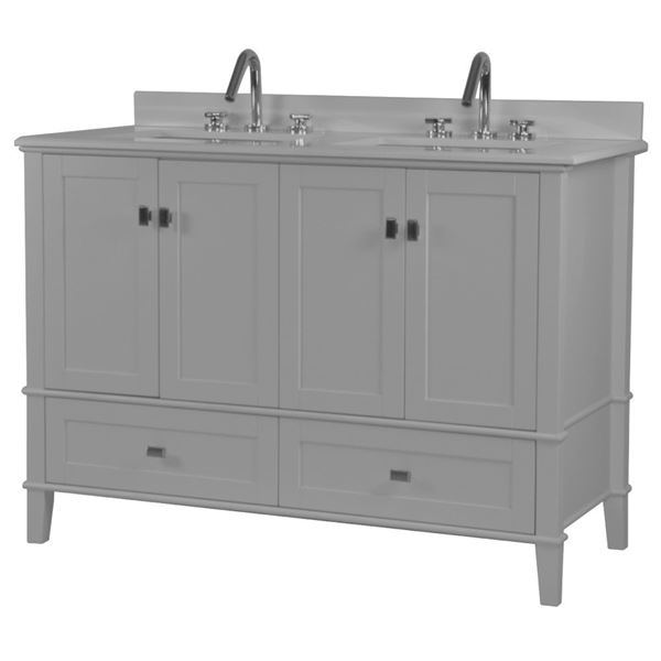 Aurora 49 in. Double Vanity in Light Gray with White Engineered Stone Top