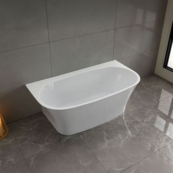 67 in. Freestanding Acrylic Bathtub in Glossy White