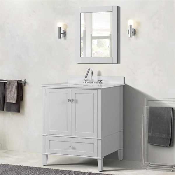 Aurora 31" SINGLE VANITY IN WHITE WITH QUARTZ TOP