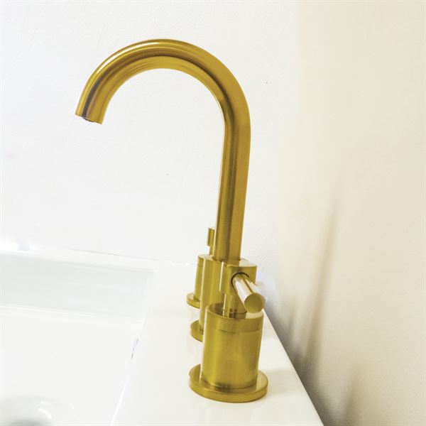 Faenza Double Handle Gold Widespread Bathroom Faucet with Drain Assembly
