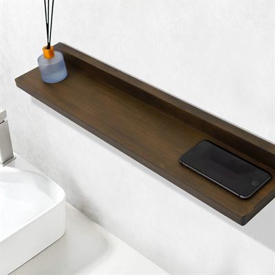 24 in. Wireless Charging Shelf, 15W/3A Charging, 78 in. 3A Cable, Solid Rubber Wood - Rustic Wood Finish