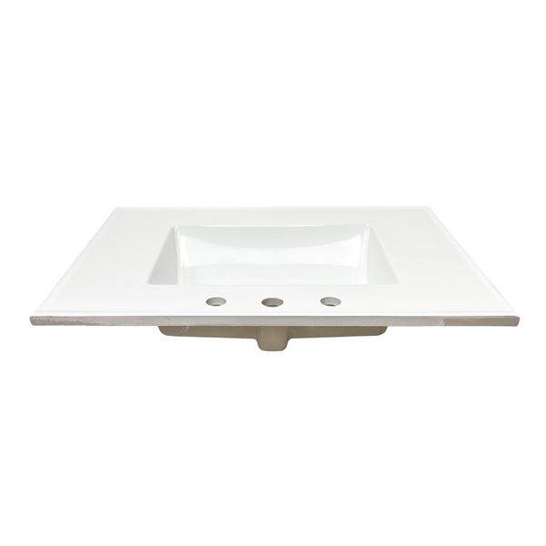 31 in. Single Sink Vitreous China Top with 3-Faucet Holes