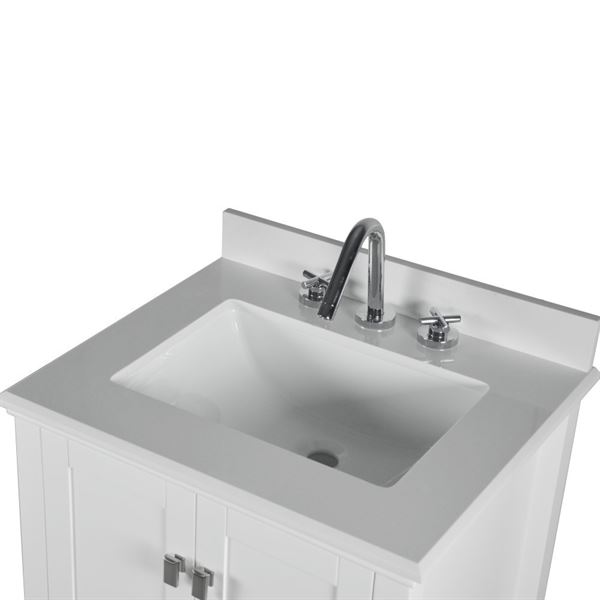 Aurora 25" SINGLE VANITY IN WHITE WITH QUARTZ TOP