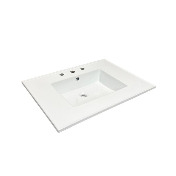 31 in. Single Sink Vitreous China Top with 3-Faucet Holes