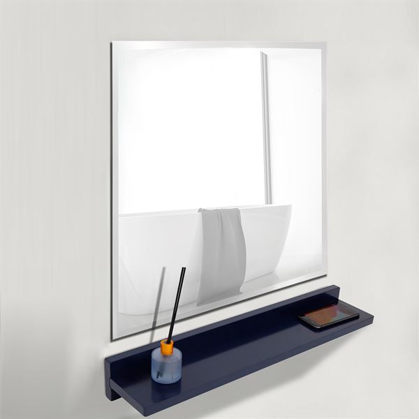 24" Blue Wireless Charging Shelf and Frameless Mirror Set