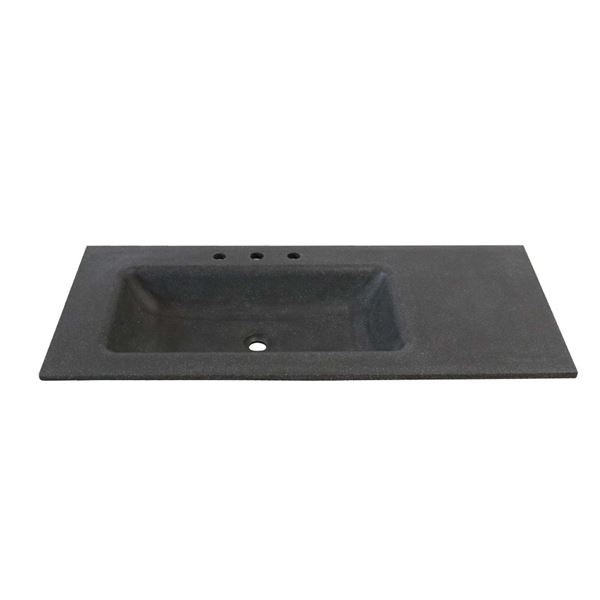 49 in. Single Black Concrete Top with Left Side Rectangle Sink