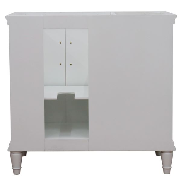 37" Single vanity in White finish with Gray granite and round sink- Right door/Right sink