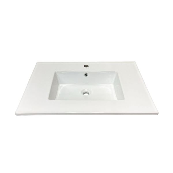 31 in. Single Sink Vitreous China Top with Single Faucet Hole