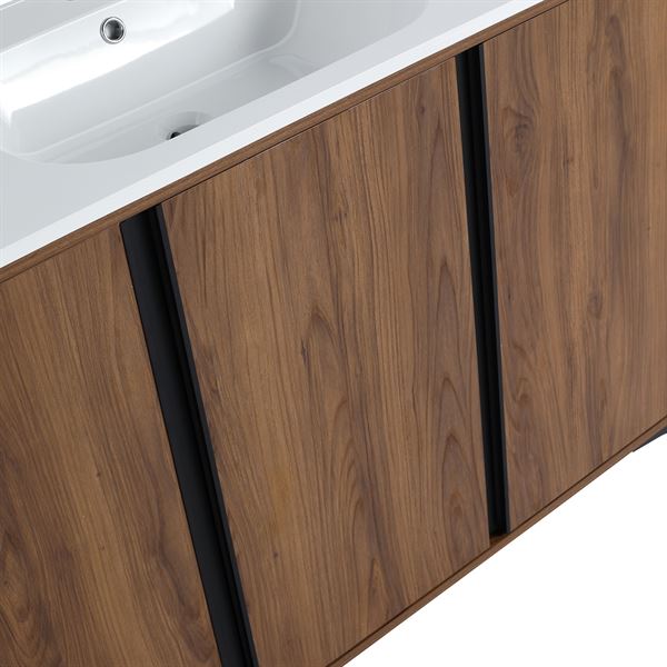 48 in. Single Vanity in Brown Walnut finish with Solid Surface Resin White Sink