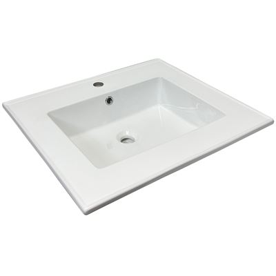 25 in. Single Sink Vitreous China Top with Single Faucet Hole