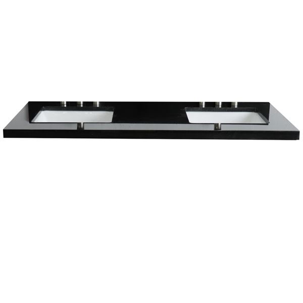 61" Black galaxy countertop and double rectangle sink