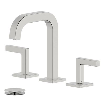 Kiel Double Handle Brushed Nickel Widespread Bathroom Faucet with Drain Assembly with Overflow