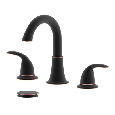 Karmel Double Handle Oil Rubbed Bronze Widespread Bathroom Faucet with Drain Assembly with Overflow