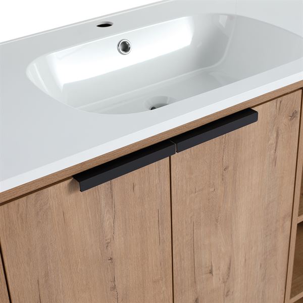 39 in. Single Vanity in Neutral finish with Solid Surface Resin White Sink