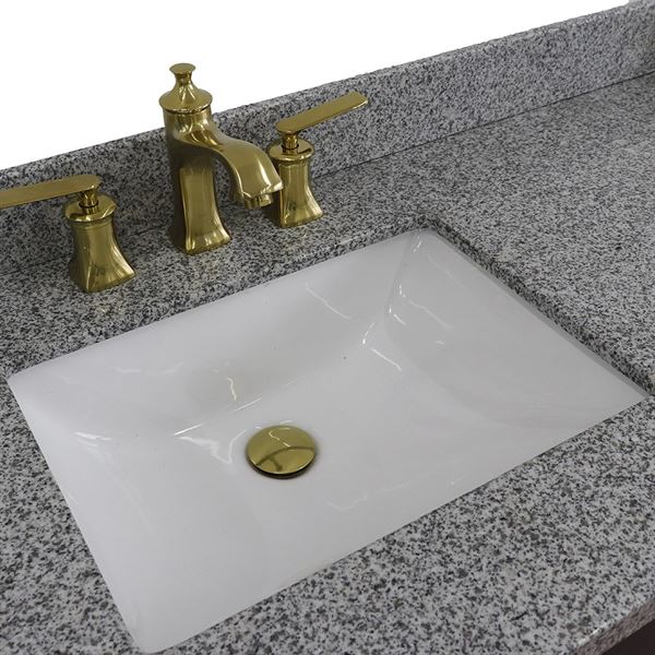 61" Double sink vanity in Dark Gray finish and Gray granite and rectangle sink