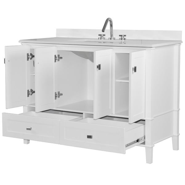 Aurora 49" SINGLE VANITY IN WHITE WITH QUARTZ TOP