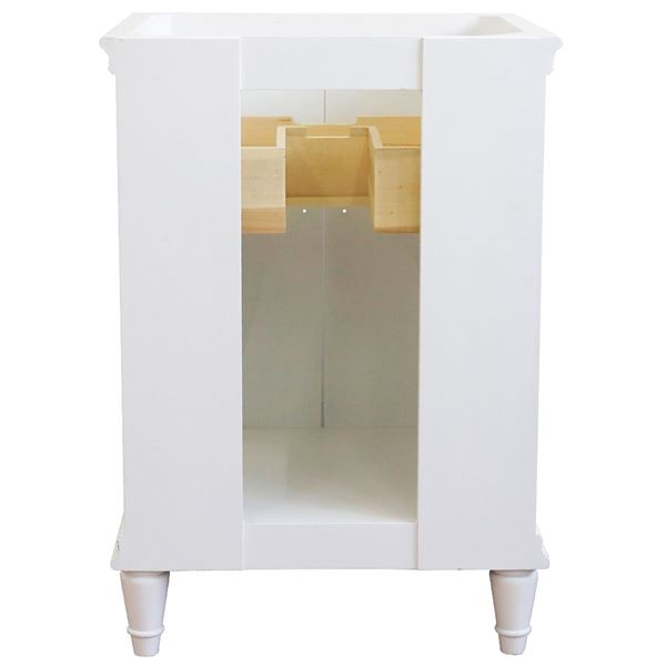 24" Single Vanity in White Finish- Cabinet Only- Black Handles