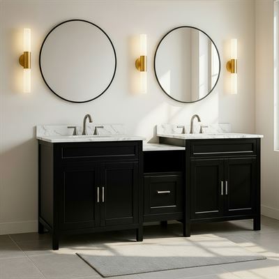 90 in. Double Sink Vanity- Black Finish