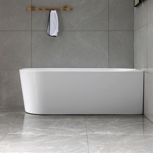 67 in. Freestanding Acrylic Bathtub in Glossy White