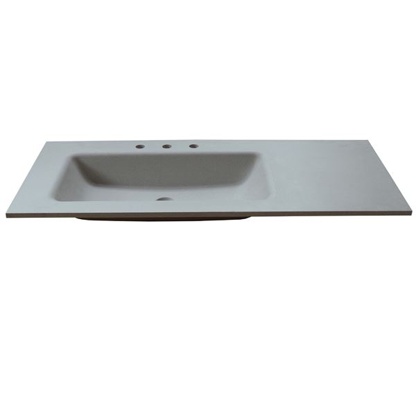 49 in. Single Dark Gray Concrete Top with Left Side Rectangle Sink