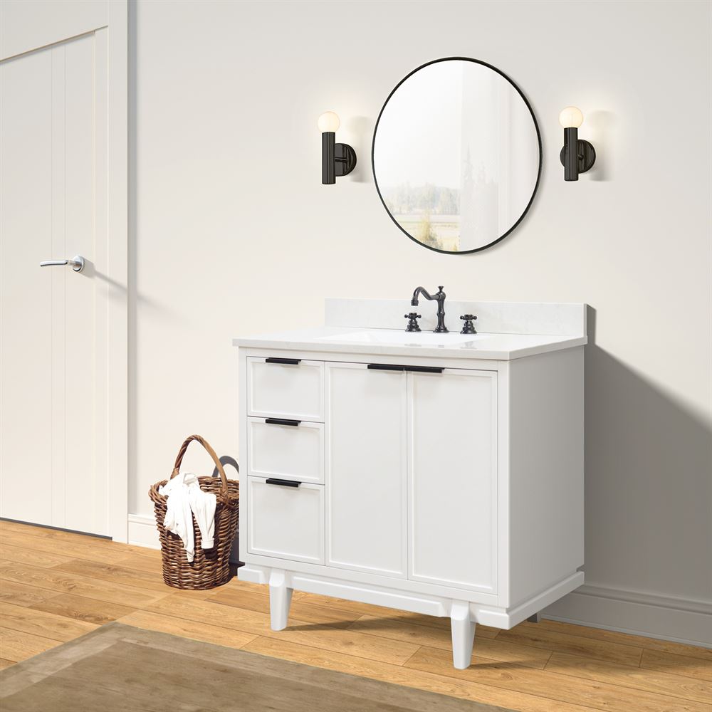 37" Single Sink Vanity with Engineered Quartz Top