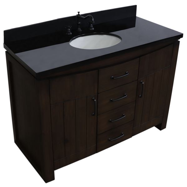 48 in. Single Sink Vanity Rustic Wood with Black Galaxy Top
