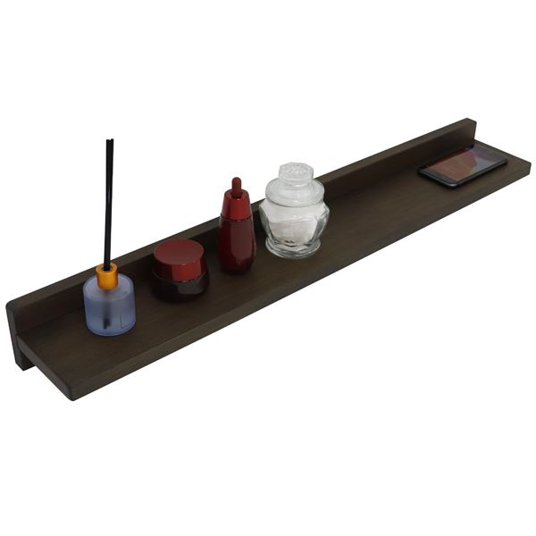 35" Rustic Wood Wireless Charging Shelf and Frameless Mirror Set