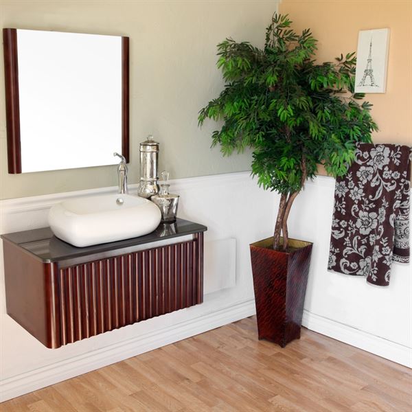 32.5 in. Single Sink Vanity Wood Walnut