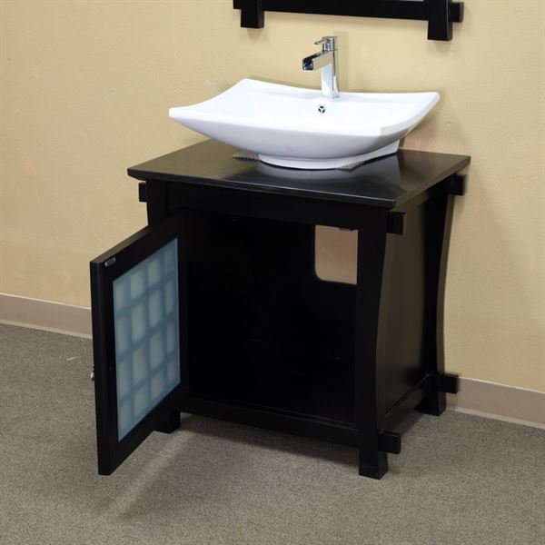 30 in Single Sink Vanity-Wood-Black 