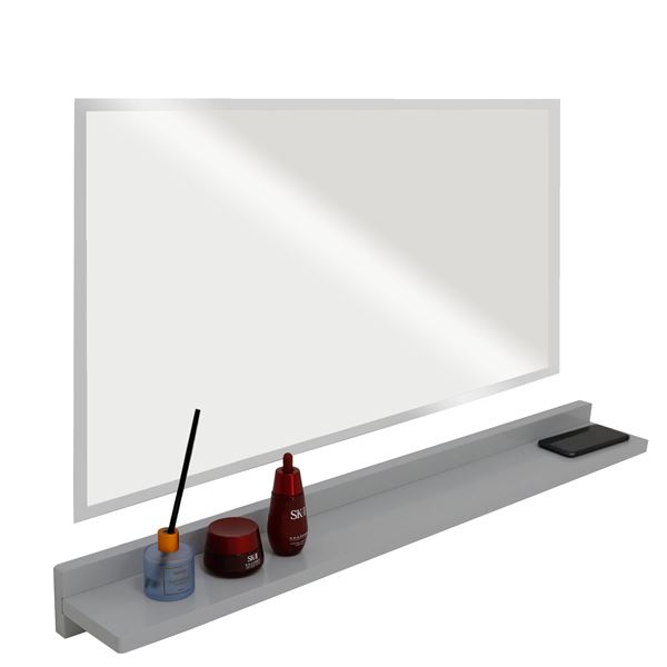 35" Light Gray Wireless Charging Shelf and Frameless Mirror Set