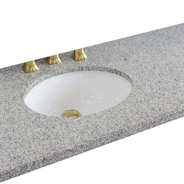 43" Gray granite countertop and single oval left sink
