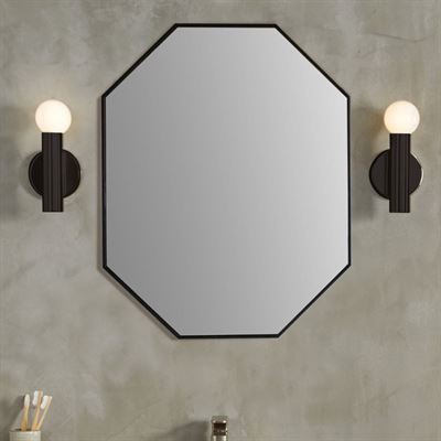 Octagon Metal Frame Mirror in Matte Black