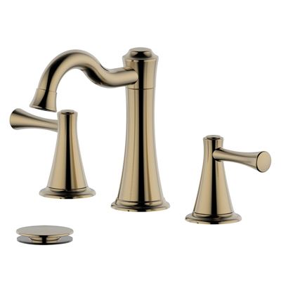 Konya Double Handle Gold Widespread Bathroom Faucet with Drain Assembly with Overflow