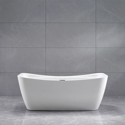 67 in. Freestanding Acrylic Bathtub in Glossy White