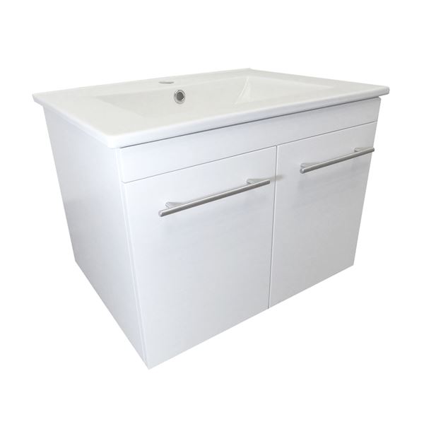 24.4 in Single wall mount style sink vanity-wood- white
