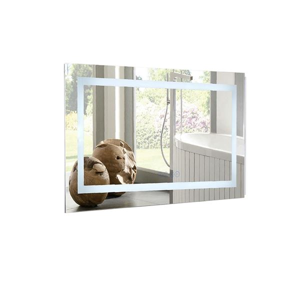 36 in. Rectangular LED Bordered Illuminated Mirror with Bluetooth Speakers with Straight Edges