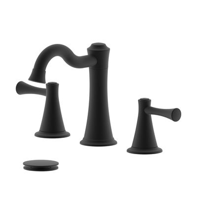 Konya Double Handle Matte Black Widespread Bathroom Faucet with Drain Assembly with Overflow
