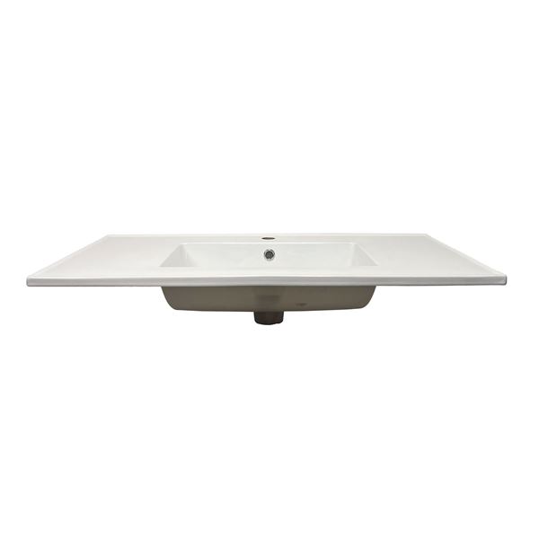 37 in. Single Sink Vitreous China Top with Single Faucet Hole