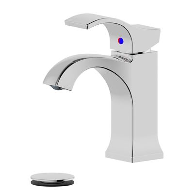 Kediri Single Handle Polished Chrome Bathroom Faucet with Drain Assembly with Overflow