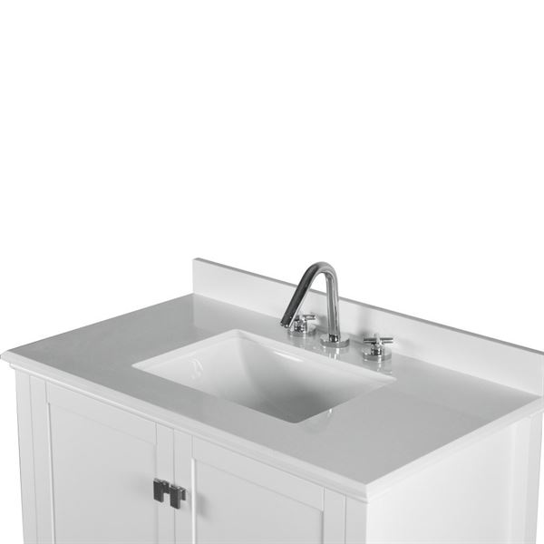 Aurora 37" SINGLE VANITY IN WHITE WITH QUARTZ TOP