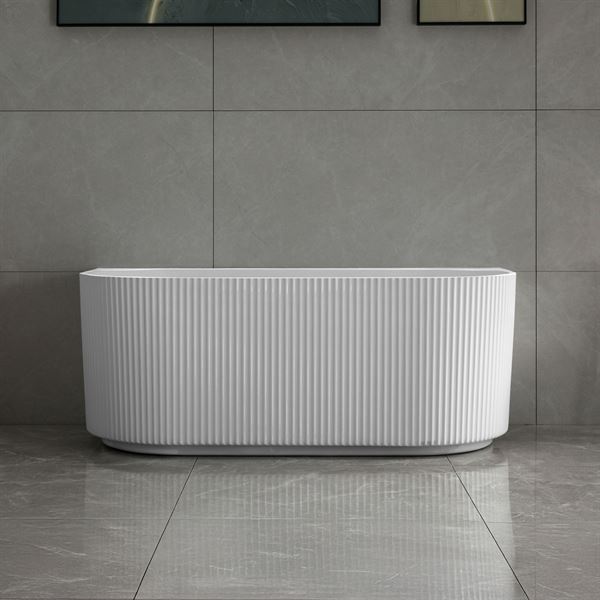 67 in. Freestanding Acrylic Bathtub in Glossy White