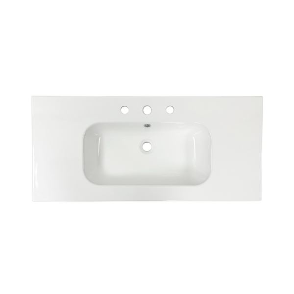 40 in. Single Ceramic Sink Top with 3-hole Faucet Holes